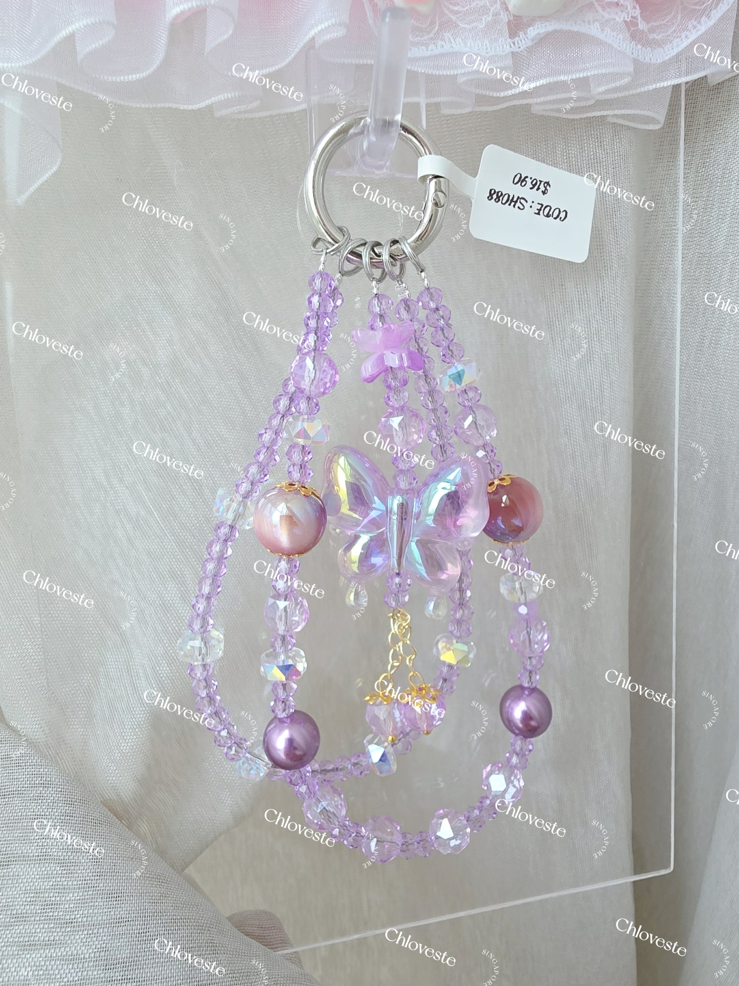 (SH088) Purple butterfly with Heidi phone strap