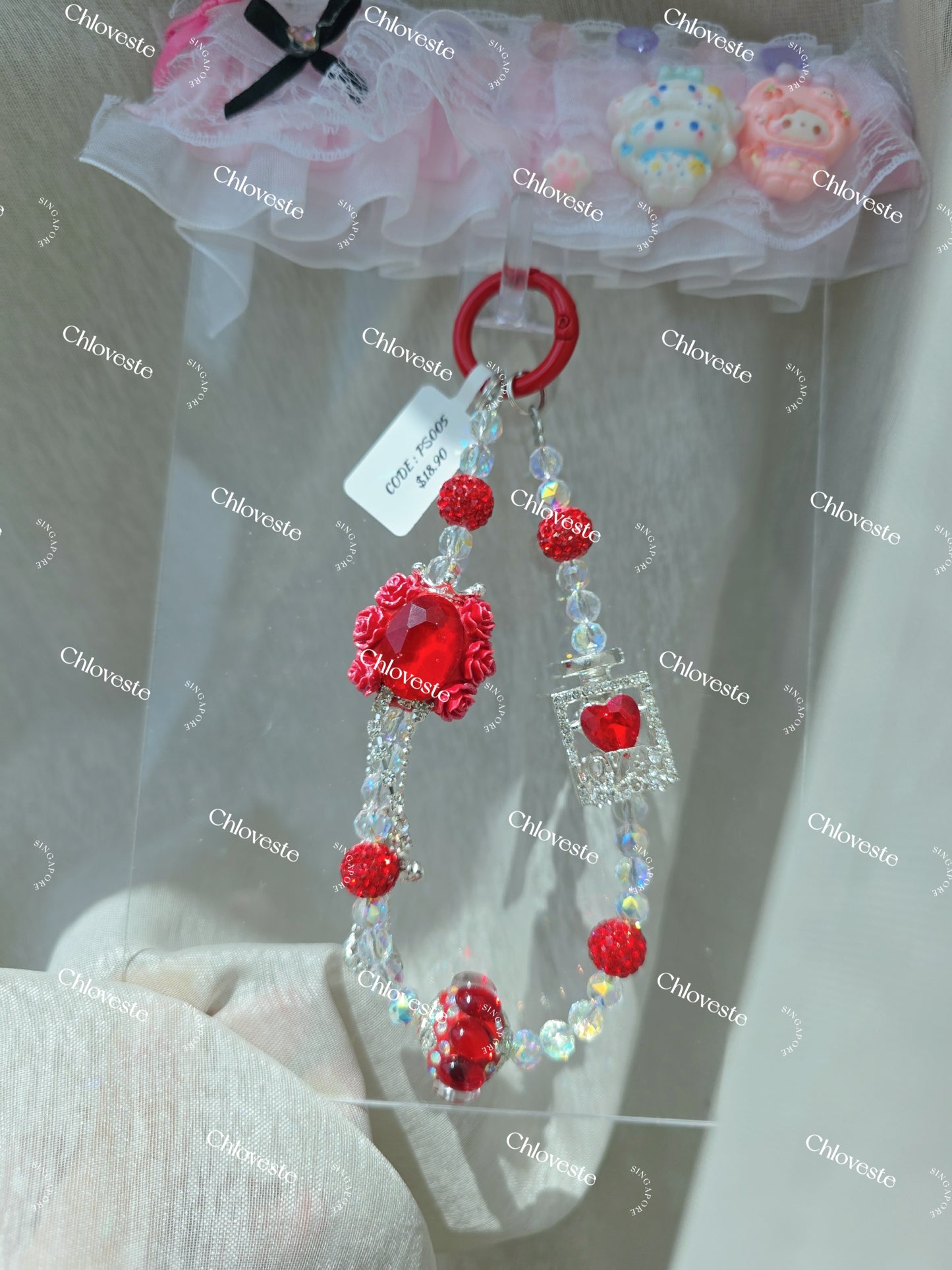 (PS005) Premium red blink perfume phone strap