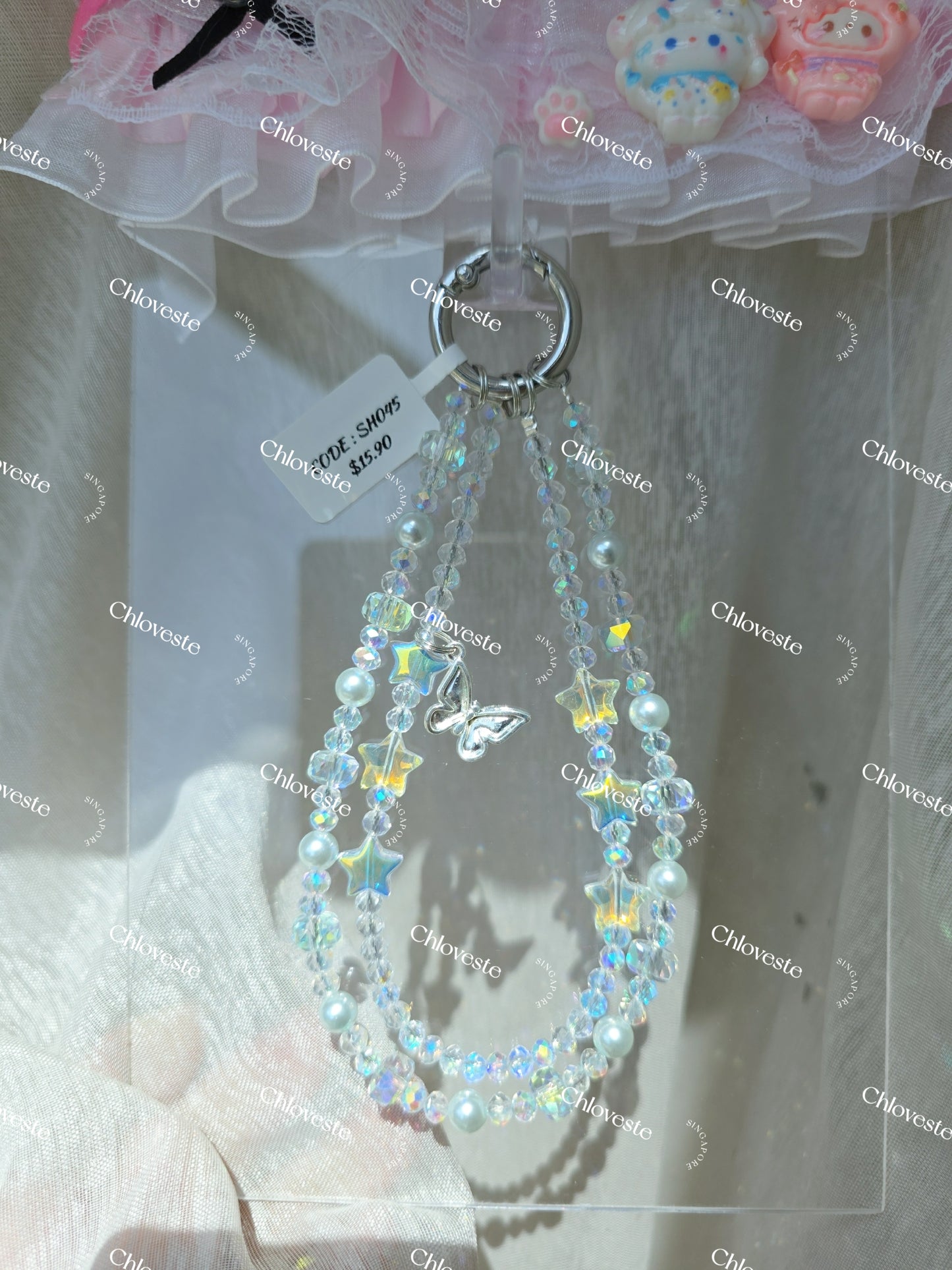 (SH045) Butterfly star phone strap