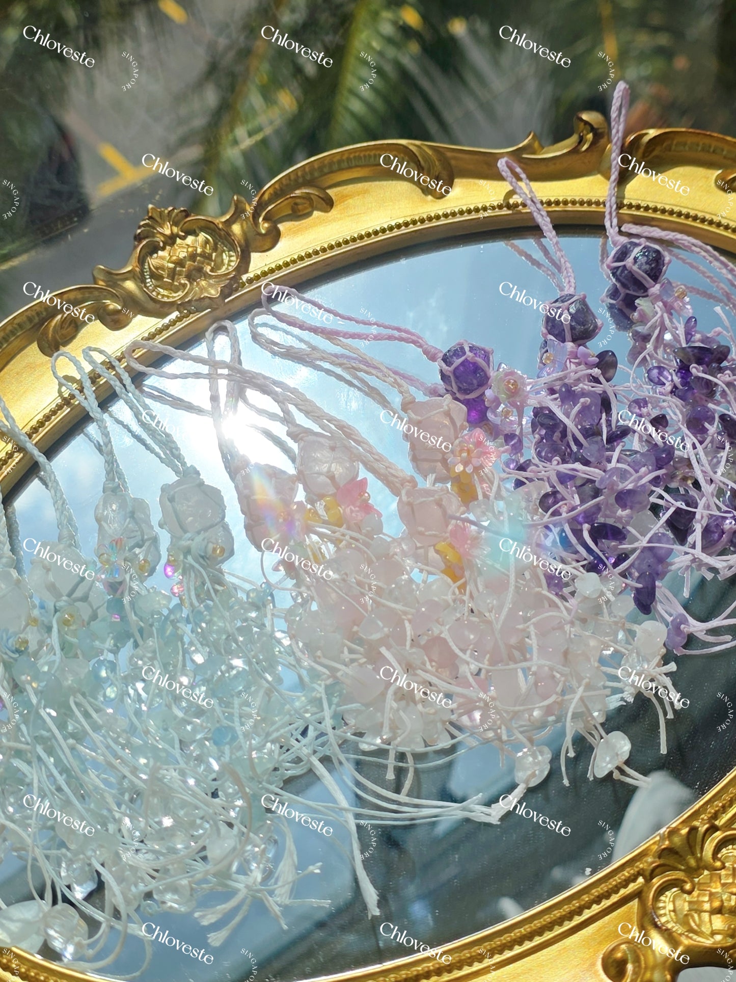 Handmade raw crystal strap