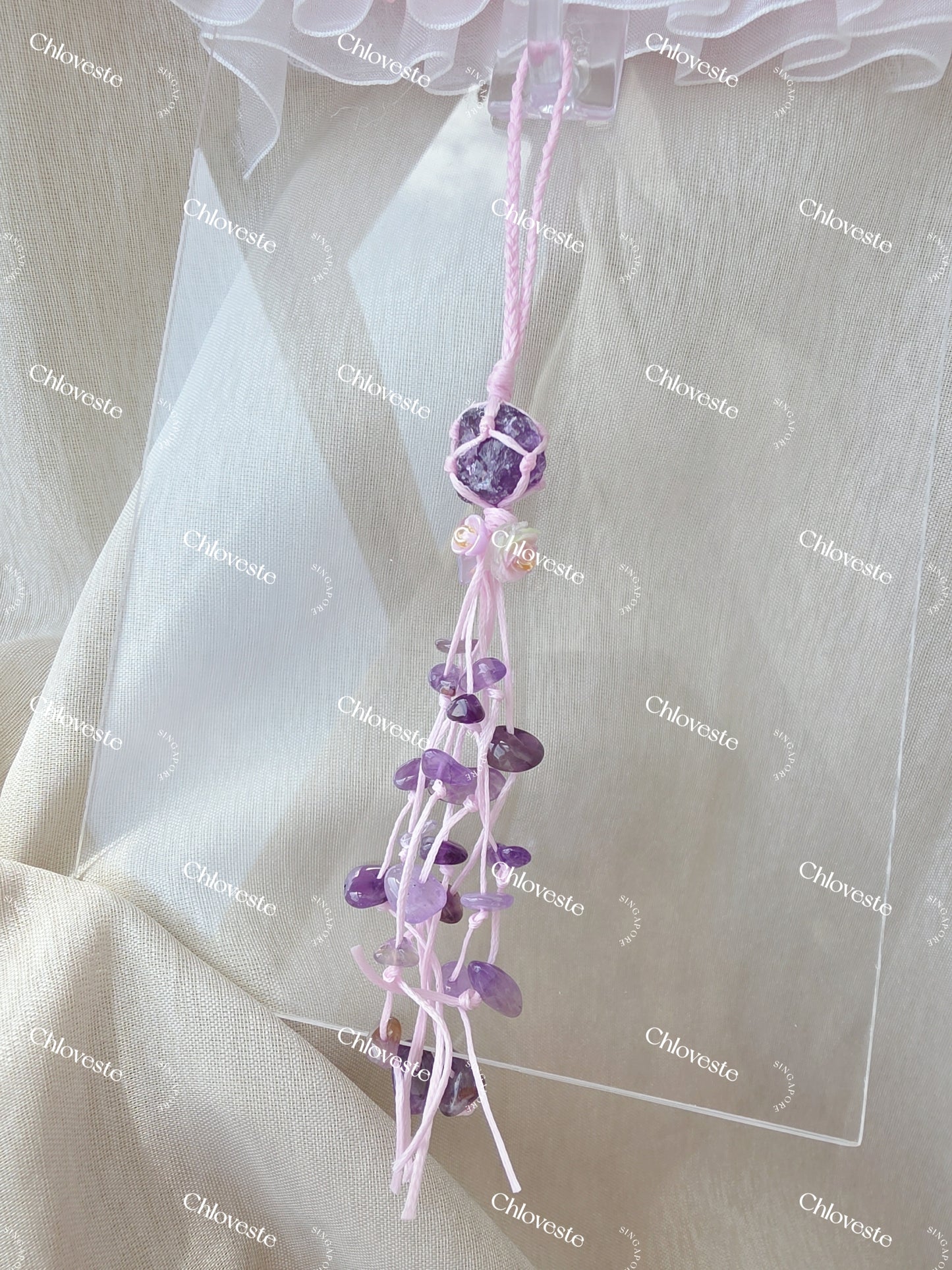 Handmade raw crystal strap