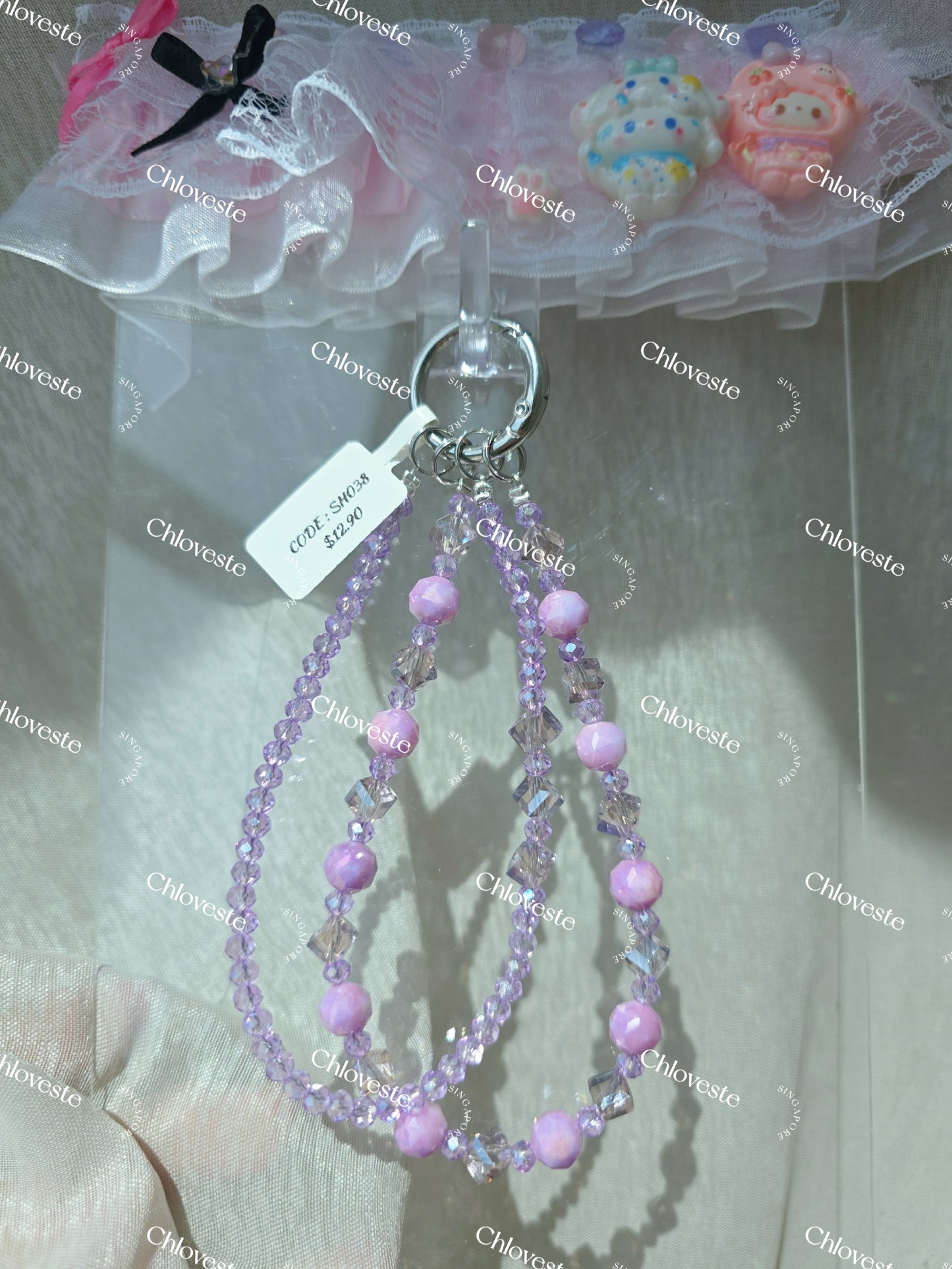 (SH038) Purple phone strap