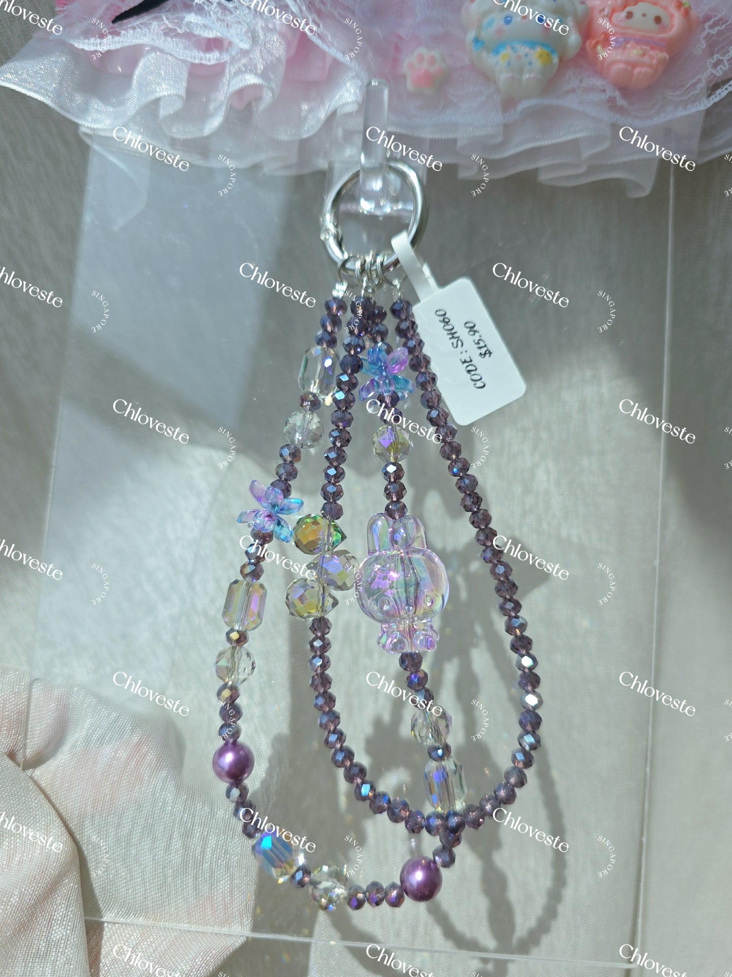 (SH060) Purple transparent melody phone strap