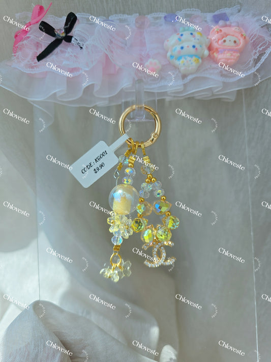 (KG001) Yellow x gold CC with flower keychain