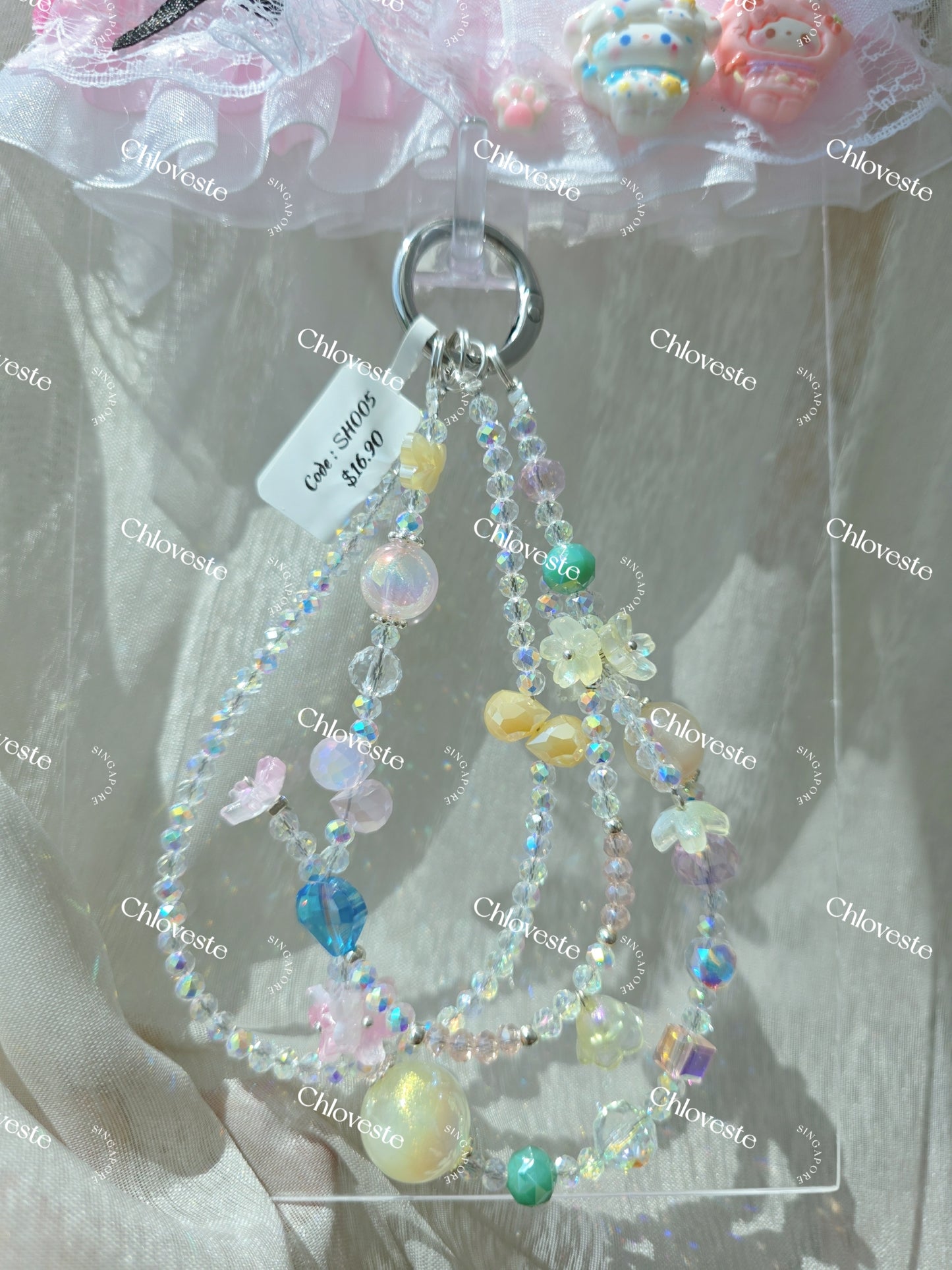 (SH005) Garden pink phone strap