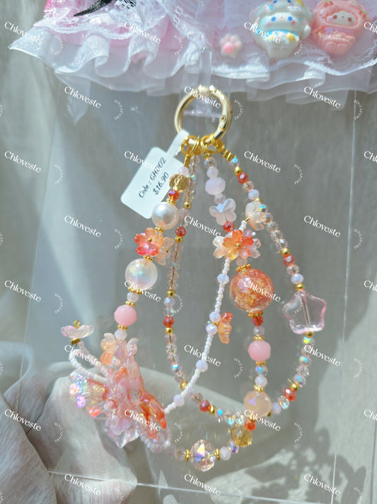 (GH002) Pink x red big butterfly with star phone strap