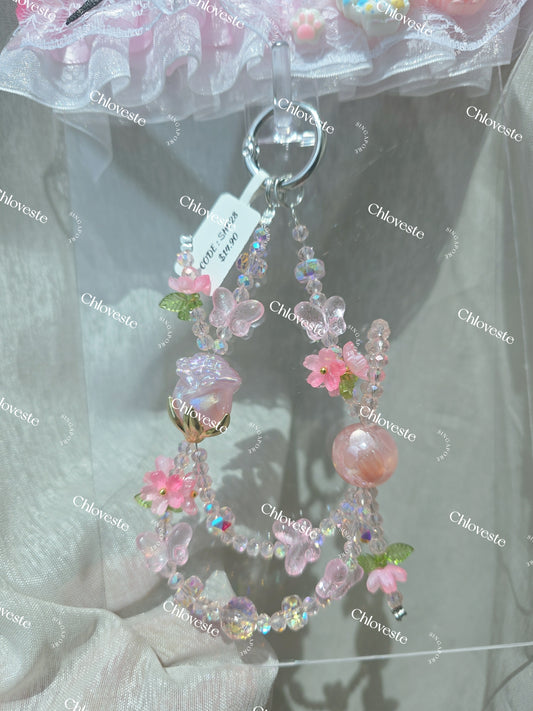 (SH028) Pink Rose Butterfly Strap