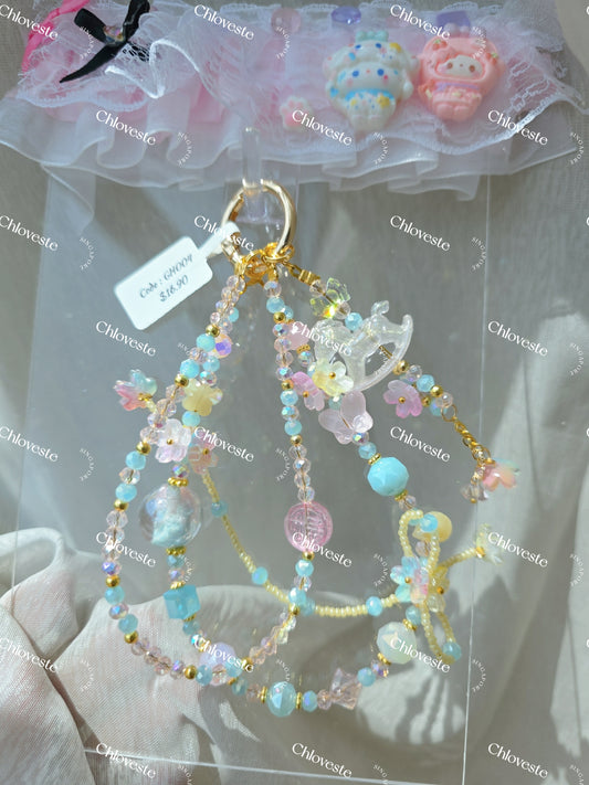 (GH004) Pink x blue x yellow with horse phone strap