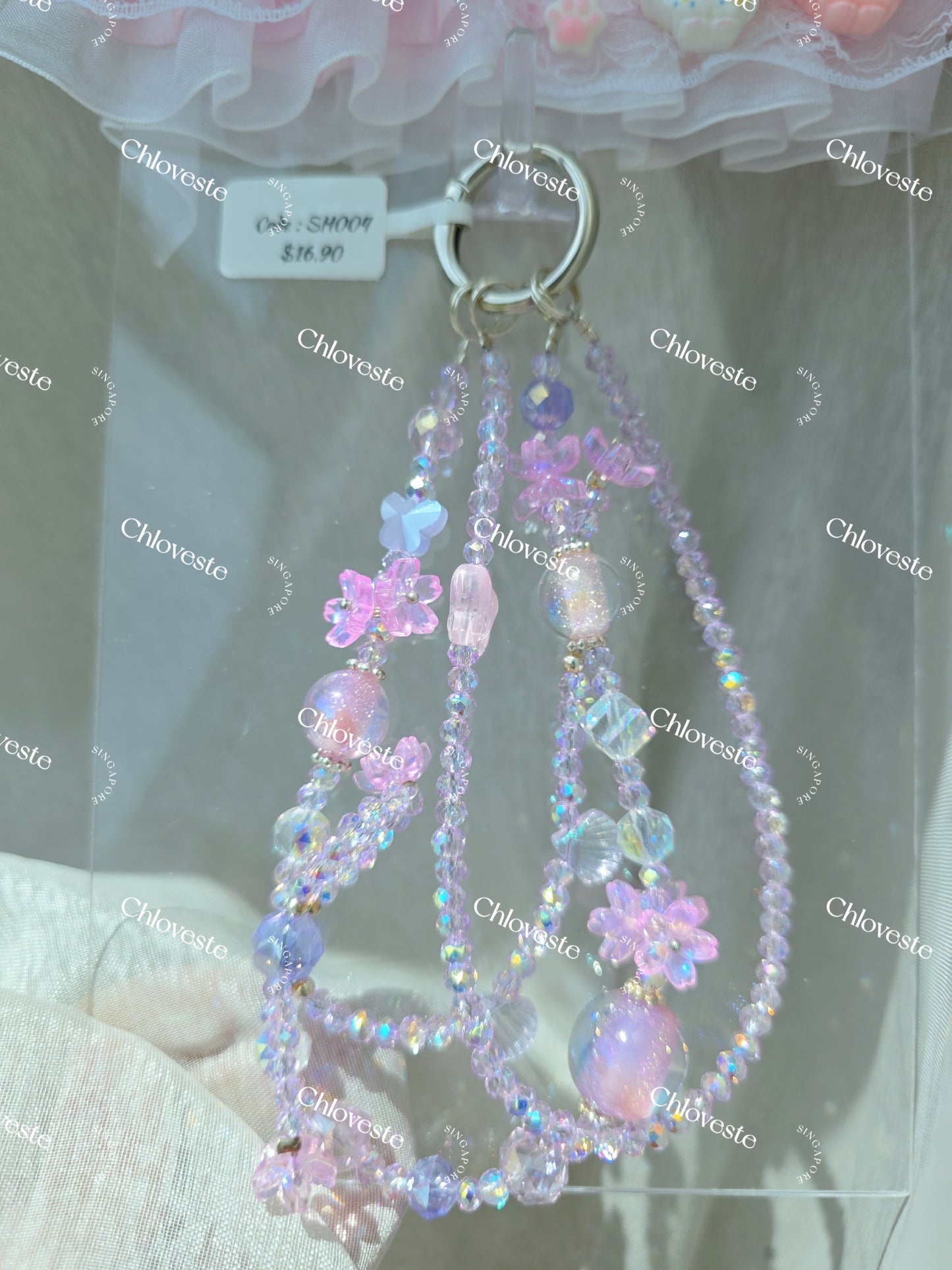 (SH004) Purple flower pot plant phone strap