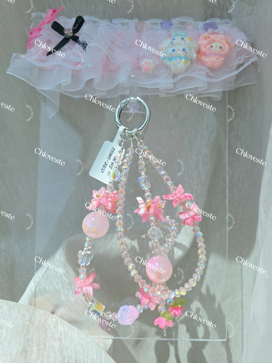 (SH022) Pink garden phone strap