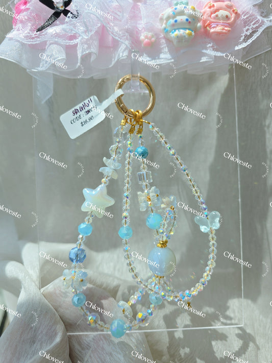 (GH011 Blue star x flower phone strap