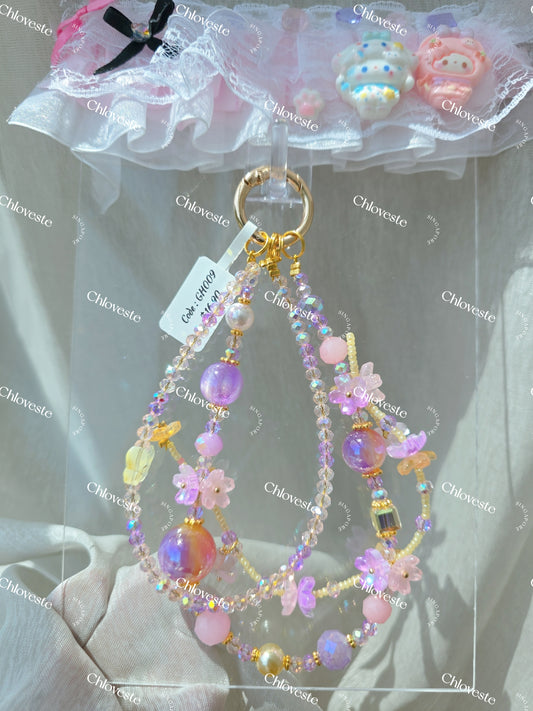 (GH009) Purple x pink flower Heidi phone strap