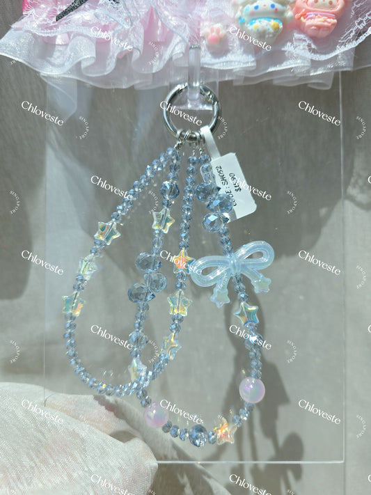 (SH052) Dark blue ribbon with star phone strap